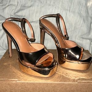 ASOS DESIGN Notice platform heel sandals rose gold size US 6 fits like US 7